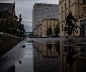 epa08642343 Charite hospital is reflected in a puddle in Berlin, Germany, 02 September 2020. The German government on 02 September 2020 said 'the unequivocal proof' that Navalny was poisoned with a nerve agent from the Novichok group was established. Navalny is treated at the Charite hospital in Berlin since 22 August 2020. He was first placed in an hospital in Omsk, Russia, after he felt bad on board of a plane on his way from Tomsk to Moscow. The flight was interrupted and after landing in Omsk Navalny was delivered to hospital with a suspicion on a toxic poisoning.  EPA/FILIP SINGER