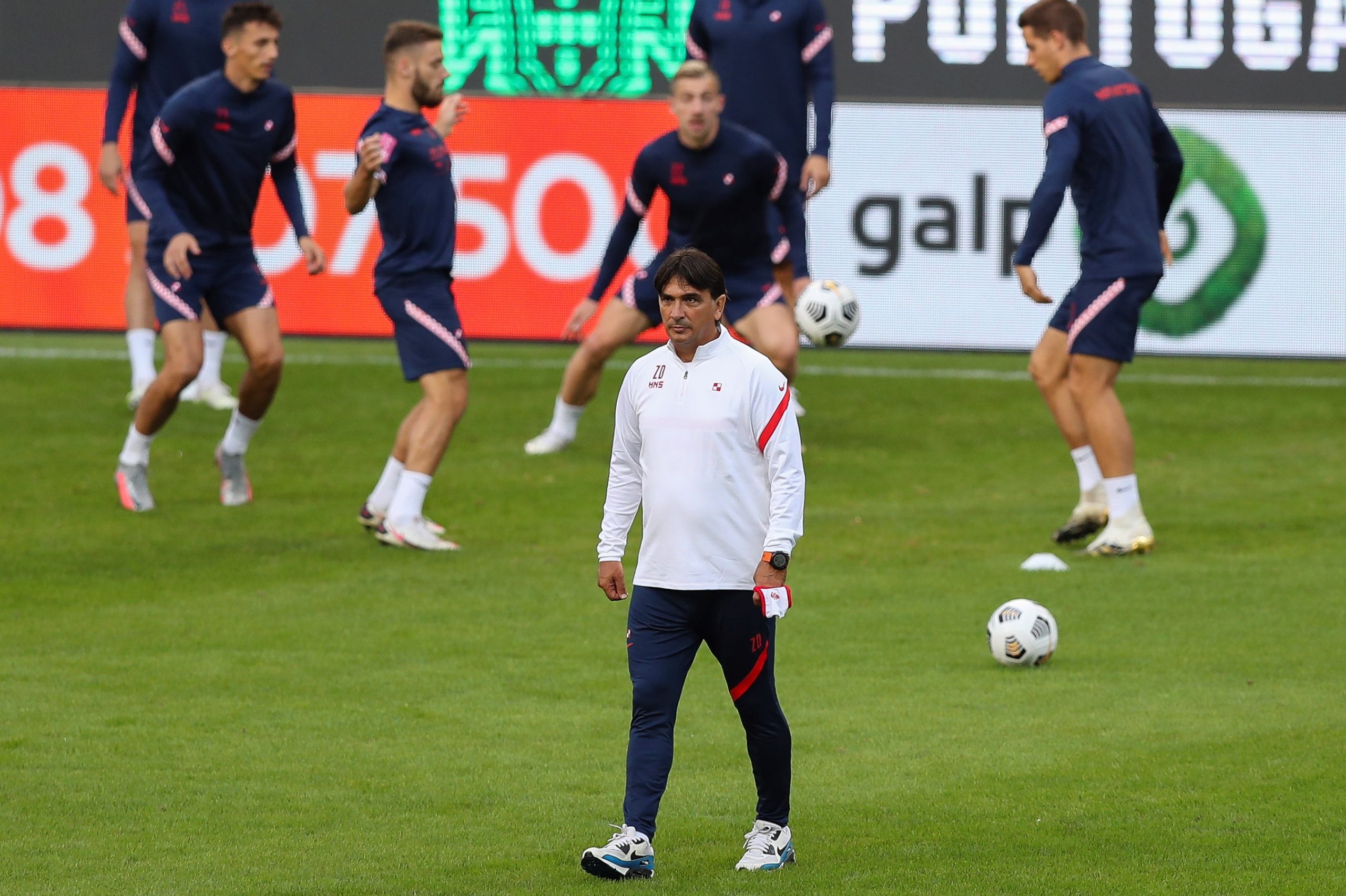 epa08647478 Croatia's national soccer team head coach Zlatko Dalic leads the team's training session at Dragao stadium in Porto, Portugal, 04 September 2020. Croatia will play against Portugal on 05 September 2020 in a UEFA Nations League match.  EPA/JOSE COELHO