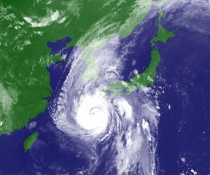 epa08650146 A handout photo made available by Japan's Meteorological Agency shows an infrared image from Himawari geostationary satellites, operated by the Japan Meteorological Agency, released on 06 September 2020 of powerful typhoon Haishen (C) moving northward southwest of Kyushu Island, southwestern Japan, 06 September 2020. Japan's Meteorological Agency has warned and ordered evacuation to more than 400,000 people in southwestern Japan. Railway and flight services are suspended in western to southwestern Japan due to the typhoon.  EPA/JAPAN METEOROLOGICAL AGENCY HANDOUT JAPAN OUT HANDOUT EDITORIAL USE ONLY/NO SALES