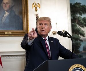 epa08657592 US President Donald J. Trump announces his list of potential Supreme Court nominees and answers questions about the Coronavirus during an event in the Diplomatic Room of the White House, in Washington, DC, USA, 09 September 2020.  EPA/Doug Mills / POOL