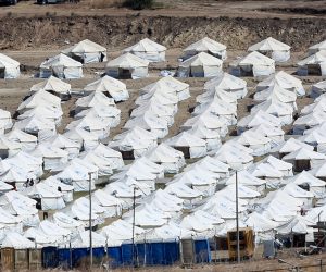 epa08665926 A general view of the new refugee camp at Kara Tepe on Lesbos island, Greece, 13 September 2020. Some two hundred refugees and migrants, mostly families have already entered the camp after they were examined for Covid-19.  EPA/ORESTIS PANAGIOTOU