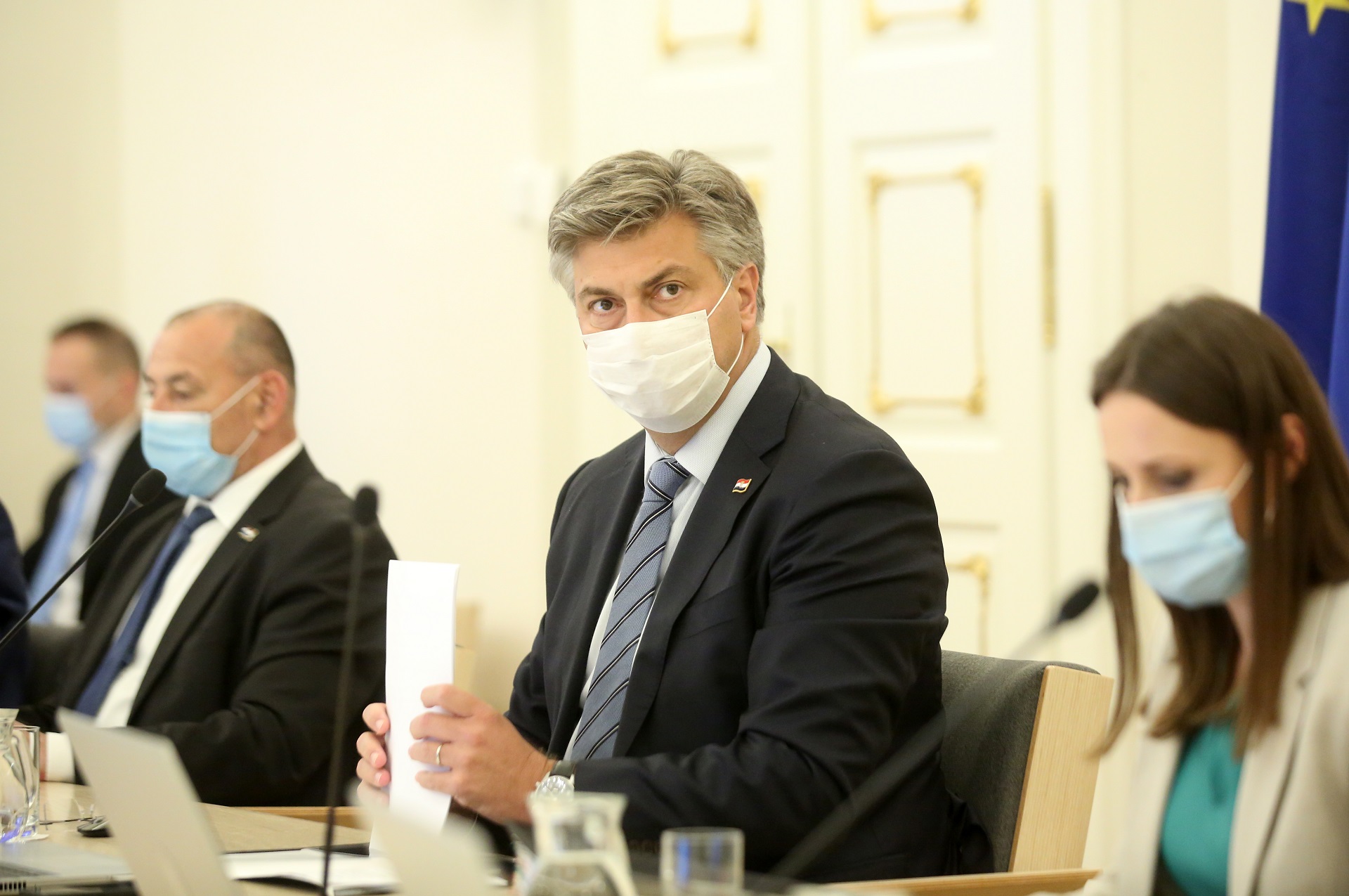 Zagreb, 17.09.2020 - Sjednica vlade Republike Hrvatske.  Na fotografiji Tomo Medved, Andrej Plenković. foto HINA/ Daniel KASAP/ dk