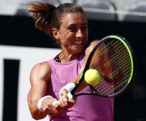 epa08675862 Petra Martic of Croatia in action during her second round match against Yulia Putintseva of Kazakhstan at the Italian Open in Rome, Italy, 17 September 2020.  EPA/Angelo Carconi / POOL