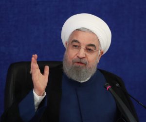 epa08683661 A handout photo made available by the presidential office shows, Iranian president Hassan Rouhani speaks during a cabinet meeting in Tehran, Iran, 20 September 2020. Media reported that Rouhani called today 20 September a historic day for Iran as US failed to unite EU countries and UN to return UN resolution sanctions against the country. Iran called on the rest of the world to unite against the United States, after Washington unilaterally declared UN sanctions against Iran were back in force. Washington has said it will 'impose consequences' on any country not complying with the sanctions.  EPA/HANDOUT  HANDOUT EDITORIAL USE ONLY/NO SALES