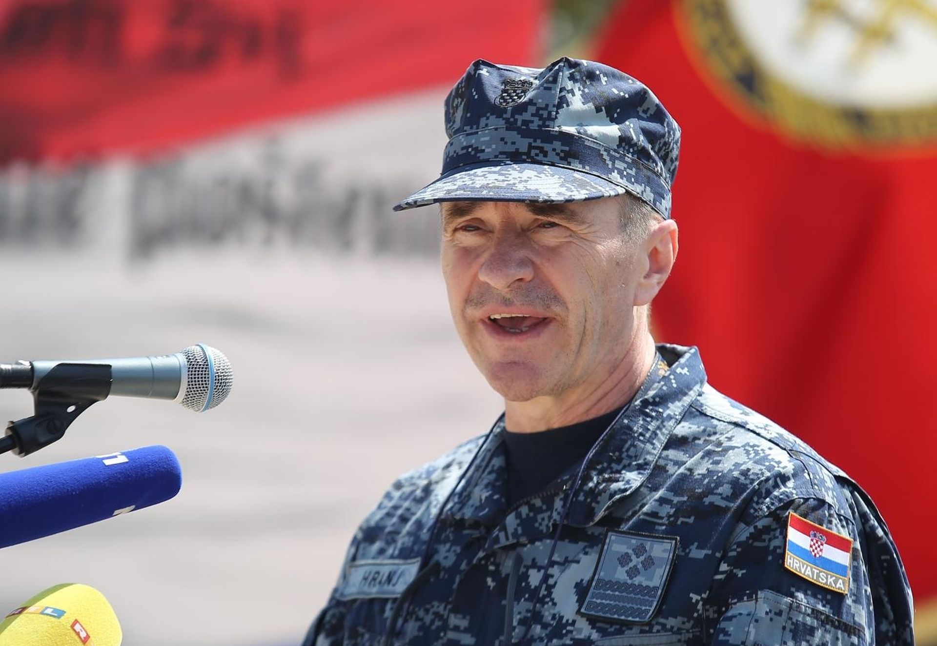 03.08.2020., Knin - Svecanost povodom preimenovanja vojnog poligona "Crvena zemlja" u vojni poligon "Josip Markic". Nacelnik Glavnog stozera OS RH admiral Robert Hranj Photo: Dusko Jaramaz/PIXSELL