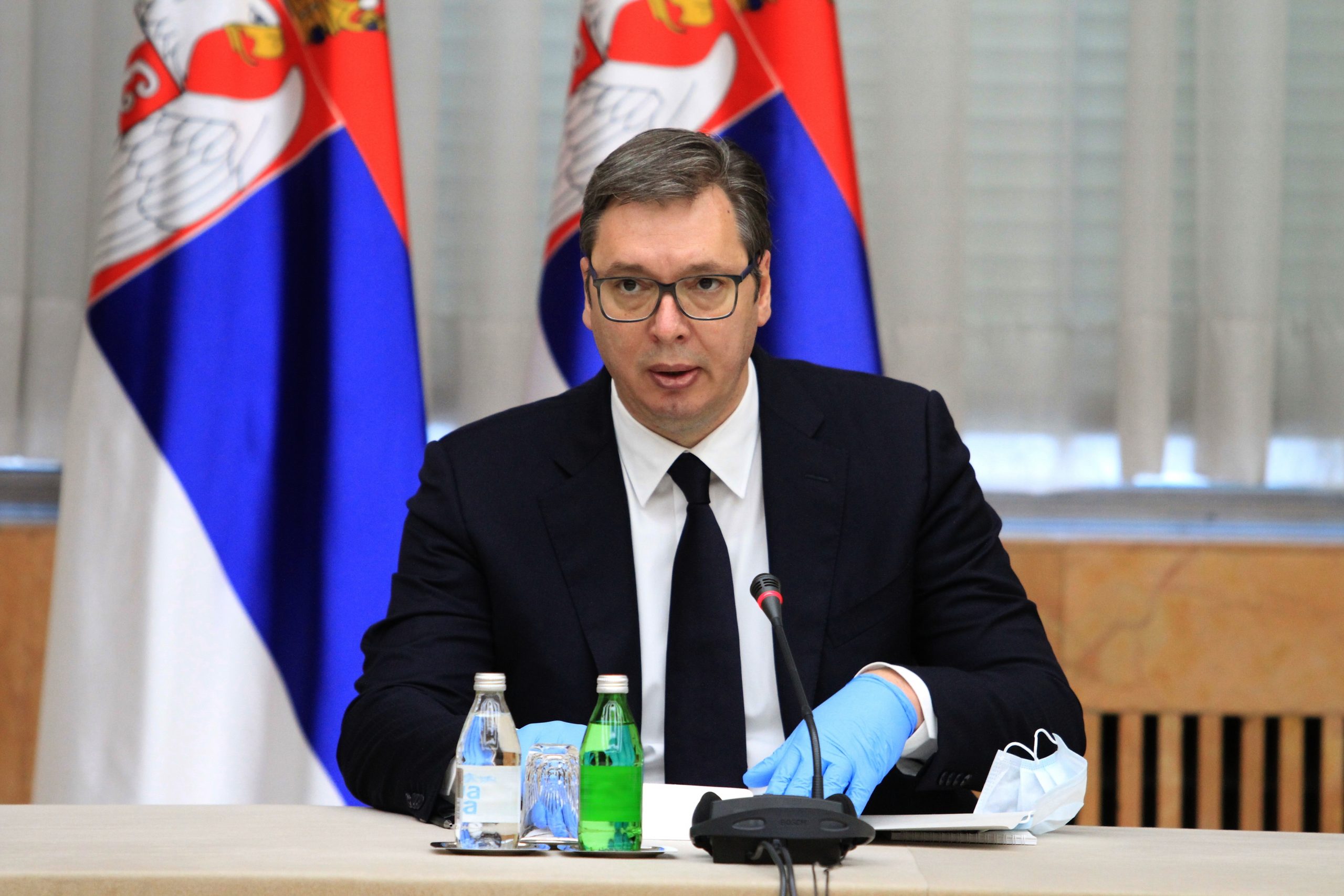 04, May, 2020, Belgrade - At the Palace of Serbia, President of Serbia Aleksandar Vucic met with representatives of parties that announced participation in the upcoming parliamentary elections. Aleksandar Vucic. Photo: A. K./ATAImages

04, maj, 2020, Beograd - U Palati Srbija predsednik Srbije Aleksandar Vucic sastao se sa predstavnicima stranaka koje su najavile ucesce na predstojecim parlamentarnim izborima. . Photo: A. K./ATAImages