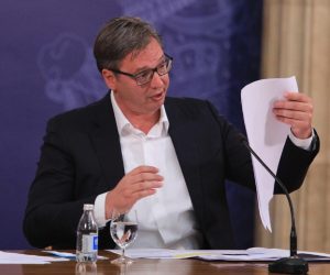 07, July, 2020, Belgrade -  The President of the Republic of Serbia, Aleksandar Vucic, held a press conference in the building of the General Secretariat of the President of the Republic of Serbia. Aleksandar Vucic. Photo: Milos Tesic/ATAImages/PIXSELL

07, jul, 2020, Beograd - Predsednik Republike Srbije Aleksandar Vucic odrzao je konferenciju za novinare u zgradi Generalnog sekretarijata predsednika Republike Srbije. Photo: Milos Tesic/ATAImages/PIXSELL