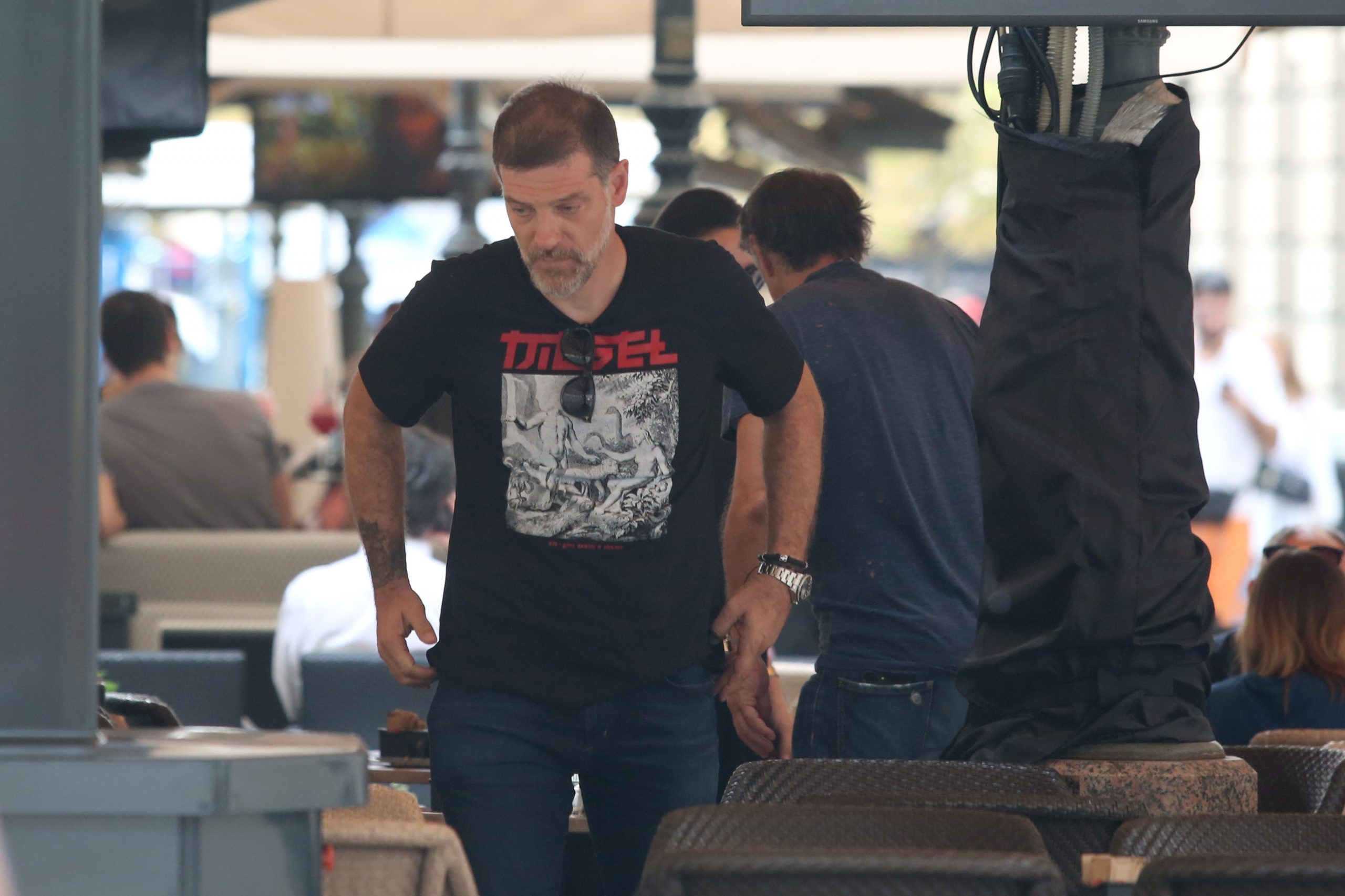14.09.2018., Zagreb - Slaven Bilic i njegova trudna zarucnica Ivana Djeldum nasli se na kavi u kaficu Buldog u Bogovicevoj ulici s Robertom Prosineckim, Nikolom Jurcevicem i Zvonimirom Soldom. Photo: Luka Stanzl/PIXSELL