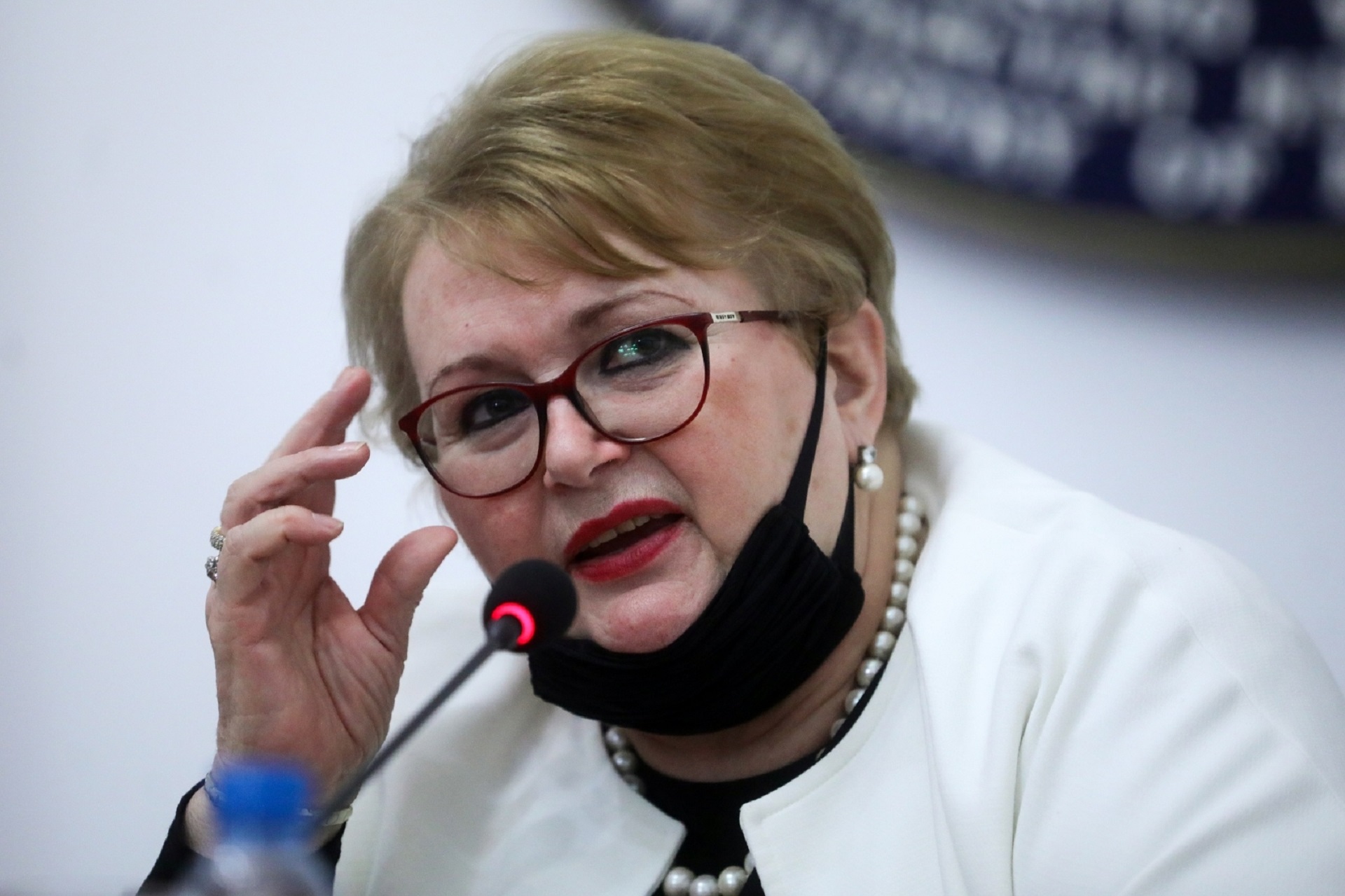 16.06.2020., Sarajevo, Bosna i Hercegovina - Ministrica vanjskih poslova BiH Bisera Turkovic na konferenciji za medije nakon sastanka s v.d. ministrom za Europu i vanjske poslove Republike Albanije Gentom Cakajem. Photo: Armin Durgut/PIXSELL