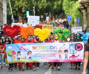 19.09.2020., Zagreb - 19. Povorka ponosa LGBTIQ osoba i obitelji Zagreb Pride 2020 pod sloganom "Sloboda unutar i izvan cetiri zida". Povorka je po prvi puta krenula s Trga svetog Marka. Photo: Josip Regovic/PIXSELL