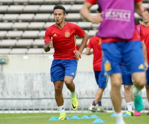 20.06.2016., stadion Chaban-Delmas, Bordeaux, Francuska - Spanjolska nogometna reprezentacija odradila je sluzbeni trening na stadionu Chaban-Delmas umjesto na stadionu Bordeauxa kako bi se na istom sacuvao  travnjak za sutrasnju utakmicu protiv reprezentacije Hrvatske u 3. kolu skupine D. Thiago Alcantara. 
Photo: Goran Stanzl/PIXSELL