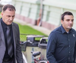 22.09.2020., Osijek - Na Zupanijskom sudu u Osijeku nastavljeno je sudjenje optuzenima u aferi SMS-a. Franjo Varga u pratnji odvjetnika stigao je na sud. Photo: Davor Javorovic/PIXSELL