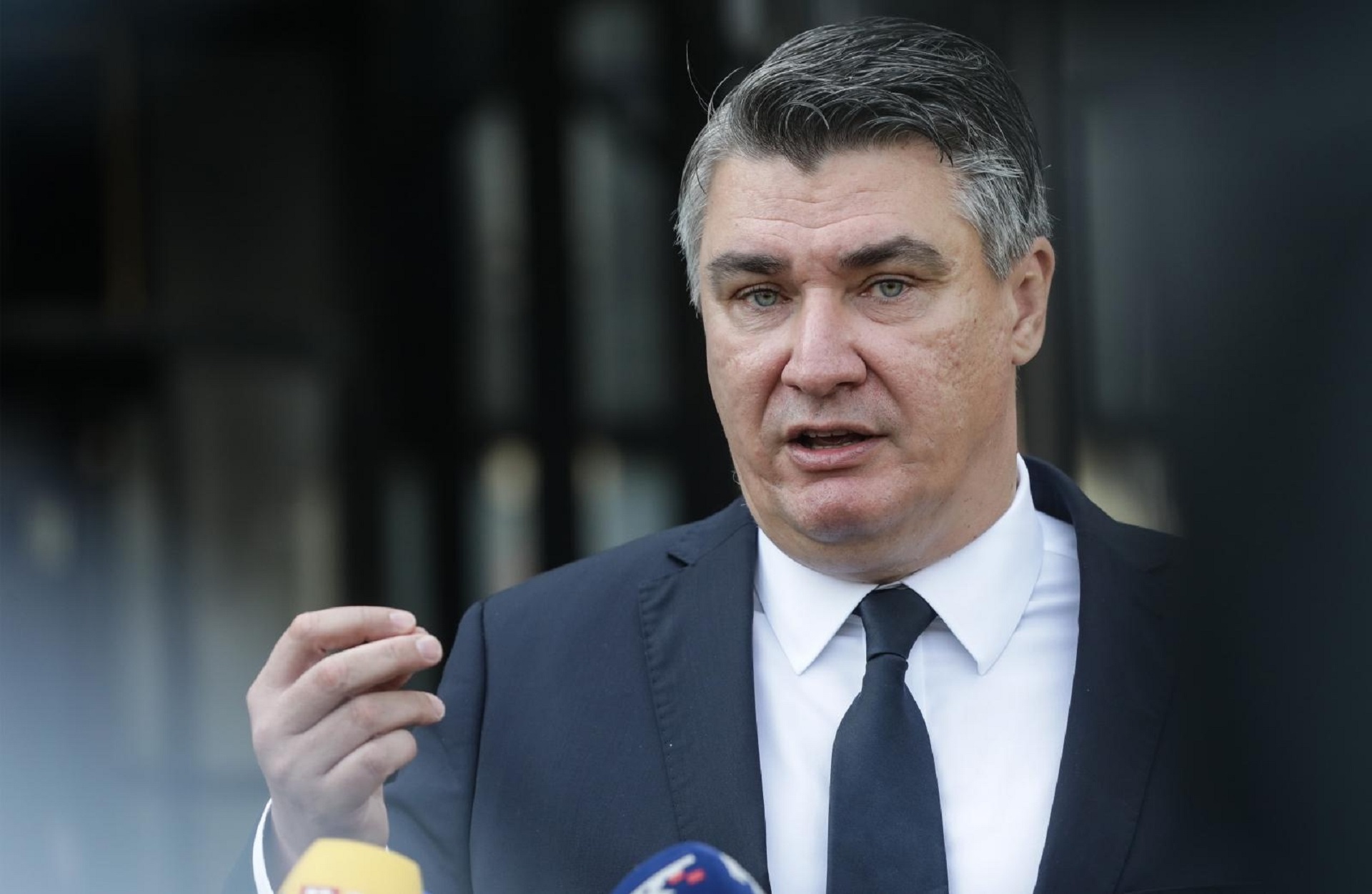 22.09.2020., Zagreb - Predsjednik RH Zoran Milanovic sudjelovao na Opcinskom gradjanskom sudu na obiljezavanju Nacionalnog dana borbe protiv nasilja nad zenama. Nakon polaganja vijenca i paljenja svijeca predsjednik Zoran Milanovic obratio se medijima.
Photo: Robert Anic/PIXSELL