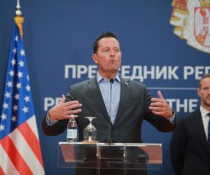 22, September, 2020, Belgrade - Press conference after the meeting of Serbian President Aleksandar Vucic and Prime Minister Ana Brnabic with US President's Special Envoy for Belgrade-Pristina Dialogue Richard Grenell and Executive Director of the International Development Finance Corporation Adam Boehler. Richard Grenell, Adam Boehler. Photo: Milos Tesic/ATAImages/PIXSELL

22, septembar, 2020, Beograd - Konferencija za novinare posle sastanak predsednika Srbije Aleksandra Vucica i premijerke Ane Brnabic sa specijalnim izaslanikom predsednika SAD za dijalog Beograd-Pristina Richardom Grenellom i izvrsnim direktorom Medjunarodne razvojne finansijske korporacije SAD Adamom Boehlerom. Photo: Milos Tesic/ATAImages/PIXSELL