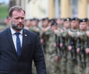 25.09.2020., Vojarna Petar Zrinski, Zagreb - Svecana prisega 18. narastaja kadeta Hrvatske vojske (HV) te obiljezavanje pocetka akademske godine sveucilisnih preddiplomskih i diplomskih studija.Photo: Marko Prpic/PIXSELL