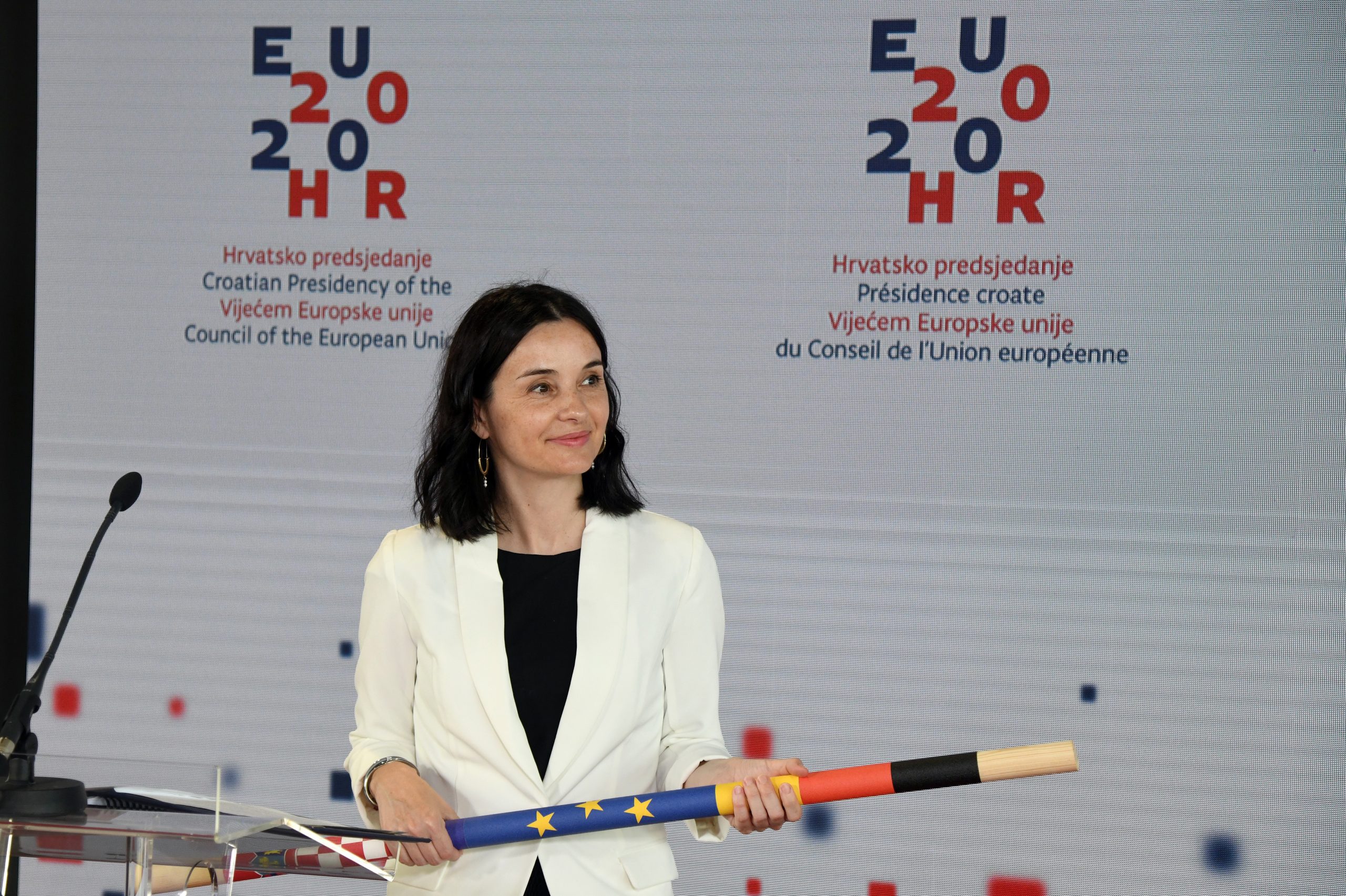 29.06.2020., Zagreb - Konferencija za medije nakon video konferencije ministara poljoprivrede i ribarstva EU. Na konferenciji za medije su govorile njemacka ministrica poljoprivrede Julia Klockner i ministrica poljoprivrede HR Marija Vuckovic. Photo: Josip Regovic/PIXSELL/EU2020HR