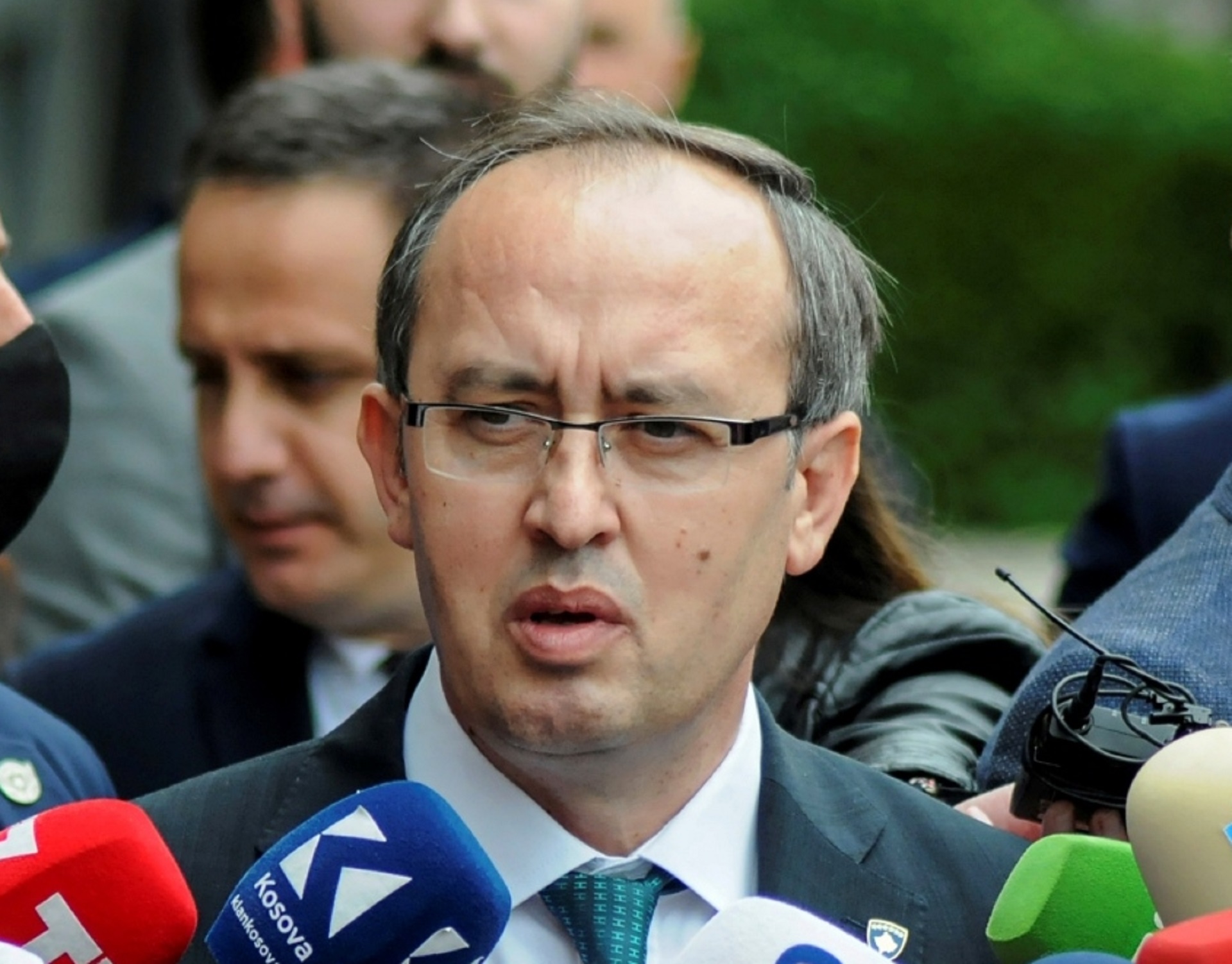 FILE PHOTO: Kosovo Prime Minister Avdullah Hoti talks to media outside the parliament building in Pristina, Kosovo FILE PHOTO: Kosovo Prime Minister Avdullah Hoti talks to media outside the parliament building in Pristina, Kosovo, June 3, 2020. REUTERS/Laura Hasani/File Photo Laura Hasani