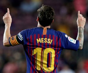 FILE PHOTO: La Liga Santander - FC Barcelona v Alaves FILE PHOTO: Soccer Football - La Liga Santander - FC Barcelona v Alaves - Camp Nou, Barcelona, Spain - August 18, 2018   Barcelona's Lionel Messi celebrates scoring their third goal    REUTERS/Albert Gea/File Photo Albert Gea