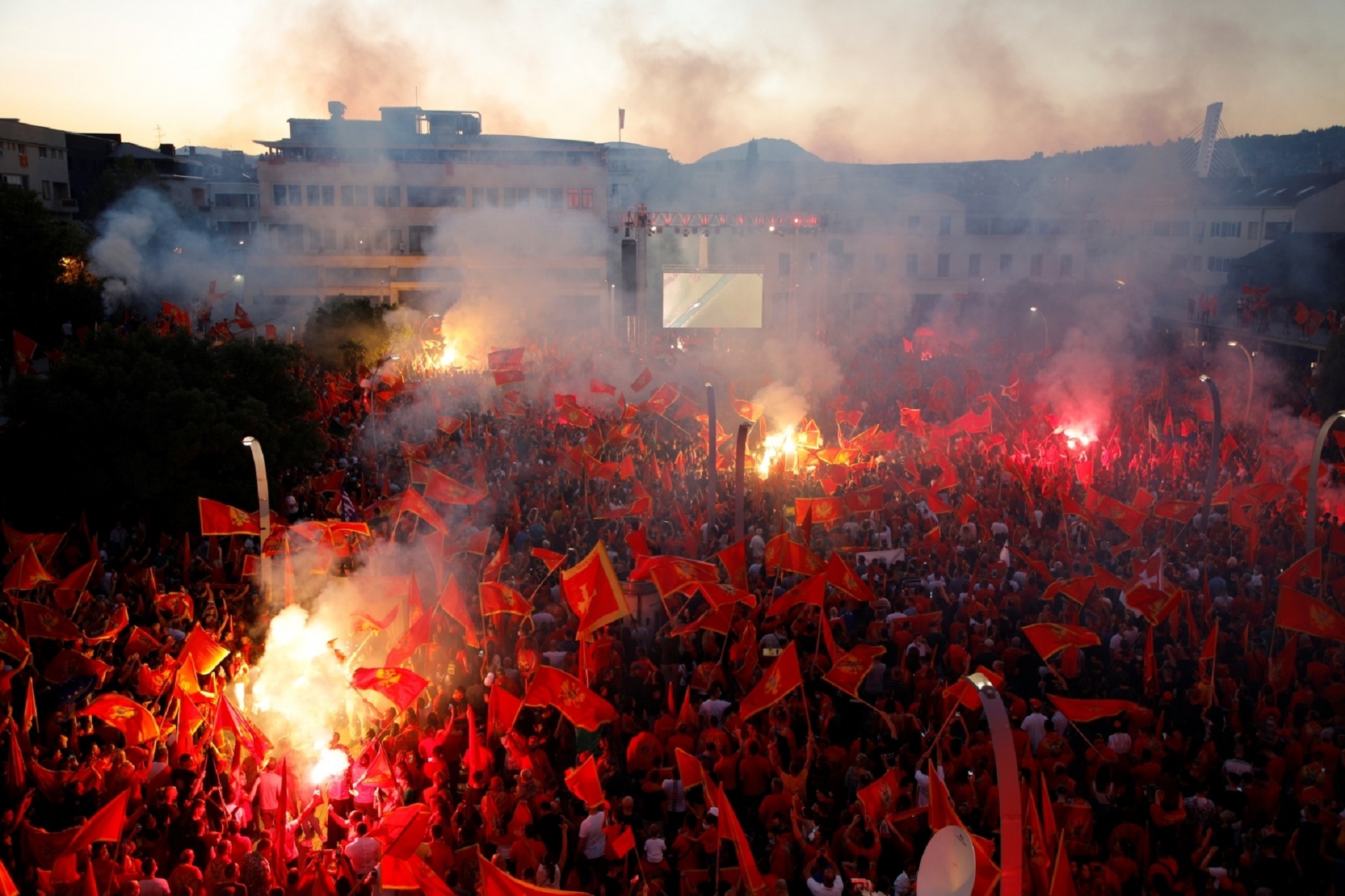 General view of main square during rally in Podgorica A general view of the main square during a rally in Podgorica, Montenegro, September 6, 2020. REUTERS/Stevo Vasiljevic STEVO VASILJEVIC