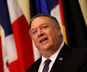 U.S. Secretary of State Pompeo visits United Nations to submit complaint to Security Council calling for restoration of sanctions against Iran at U.N. headquarters in New York U.S. Secretary of State Mike Pompeo speaks to reporters following a meeting with members of the U.N. Security Council about Iran's alleged non-compliance with a nuclear deal and calling for the restoration of sanctions against Iran at U.N. headquarters in New York, U.S., August 20, 2020. REUTERS/Mike Segar/Pool MIKE SEGAR
