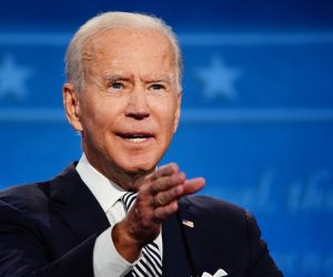 epa08707140 Democratic presidential candidate Joe Biden participates in the first 2020 presidential election debate at Samson Pavilion in Cleveland, Ohio, USA, 29 September 2020. The first presidential debate is co-hosted by Case Western Reserve University and the Cleveland Clinic.  EPA/JIM LO SCALZO