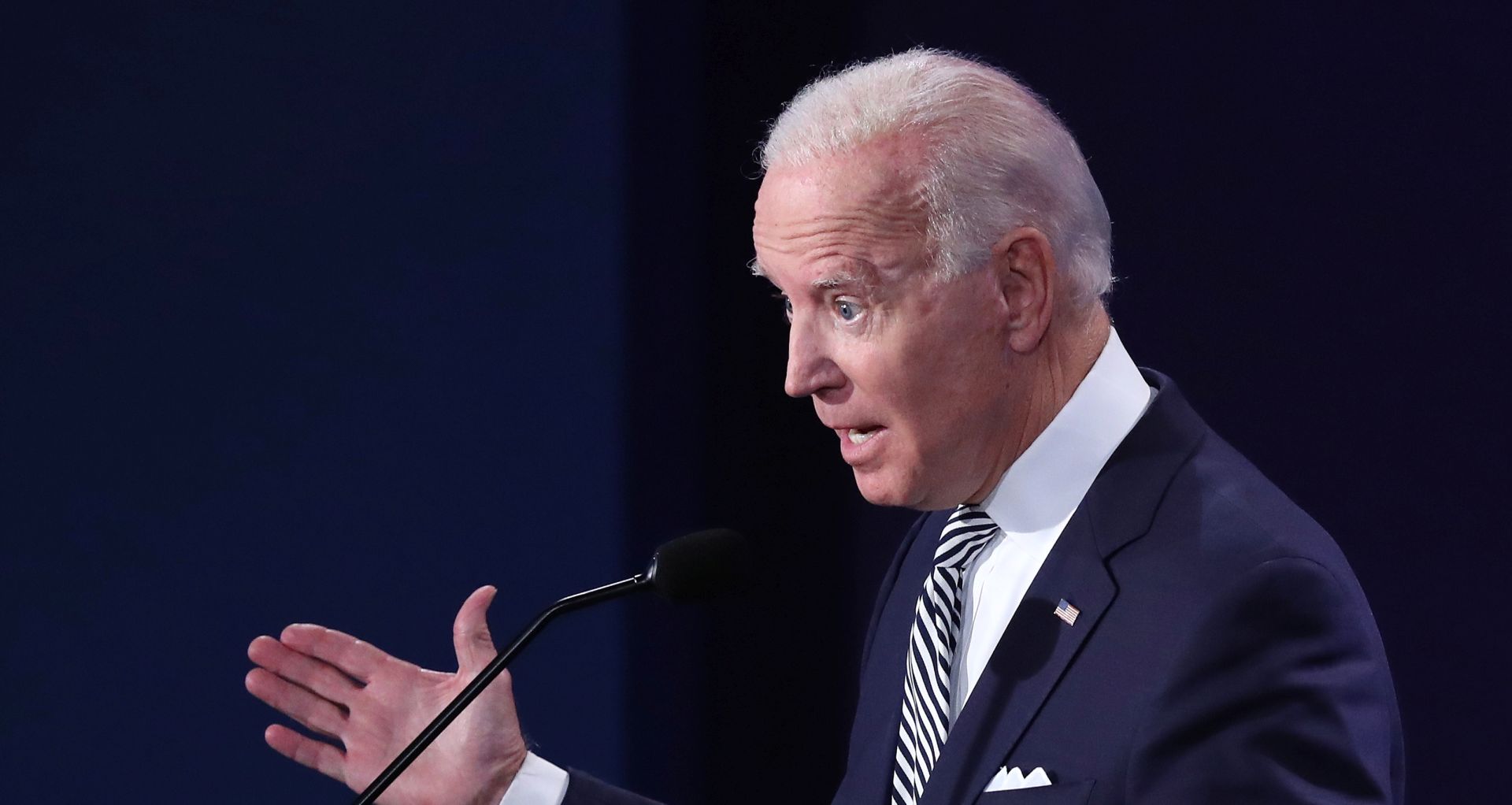epa08707149 Democratic presidential candidate Joe Biden participates in the first 2020 presidential election debate at Samson Pavilion in Cleveland, Ohio, USA, 29 September 2020. The first presidential debate is co-hosted by Case Western Reserve University and the Cleveland Clinic.  EPA/MICHAEL REYNOLDS