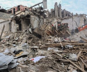 epa08735167 A handout photo made available by the Azerbaijan Foreign Ministry claims to show houses allegedly damaged by an alleged recent shelling in Ganja, Azerbaijan, 11 October 2020. Foreign Ministers of the Republic of Azerbaijan and the Republic of Armenia, with the mediation of the Russian Federation in Moscow, reached an agreement on compliance with the humanitarian ceasefire from 12:00 on 10 October 2020. Armed clashes erupted on 27 September 2020 in the simmering territorial conflict between Azerbaijan and Armenia over the Nagorno-Karabakh territory along the contact line of the self-proclaimed Nagorno-Karabakh Republic (also known as Artsakh).  EPA/AZERBAIJAN FOREIGN MINISTRY PRESS SERVICE HANDOUT HANDOUT MANDATORY CREDIT BEST QUALITY AVAILABLE HANDOUT EDITORIAL USE ONLY/NO SALES