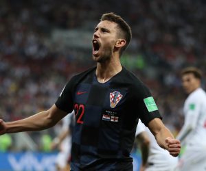 11.07.2018., stadion Luznjiki, Moskva, Rusija - Svjetsko nogometno prvenstvo 2018., polufinale, Hrvatska - Engleska. Mario Mandzukic u drugom produzetku zabio za vodstvo 2:1. Josip Pivaric. Photo: Igor Kralj/PIXSELL