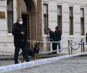 12.10.2020., Zagreb - Jutros u 8.06 zaprimljena je dojava o pucnjavi na Trgu svetog Marka u Zagrebu. Prema prvim utvrdjenim informacijama jedan policijski sluzbenik je ozlijedjen i njemu se pruza lijecnicka pomoc. Pocinitelj je pobjegao s mjesta dogadjaja, a za njim tragaju sve raspolozive policije snage. Photo: Josip Regovic/PIXSELL
