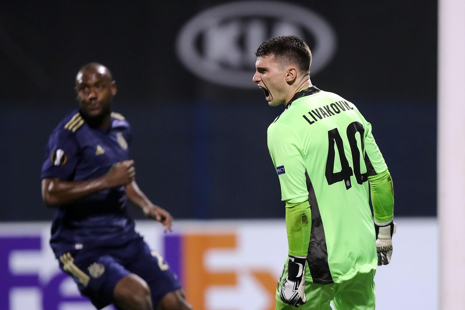 22.10.2020., Stadion Maksimir, Zagreb - UEFA Europa liga, 1. kolo: GNK Dinamo Zagreb - Feyenoord Rotterdam. Dominik Livakovic
Photo: Goran Stanzl/PIXSELL