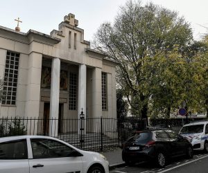 epa08789687 A general view on an orthodox Church at rue du Pere Chevrier, a site of a shooting in Lyon, France, 31 October 2020. According to reports, an Orthodox priest was shot and seriously wounded as he was closing his church, two days after a knife attacker killed three people at the Basilica of Notre-Dame de Nice. The attacker fled the site.  EPA/MAXIME JEGAT FRANCE OUT SHUTTERSTOCK OUT