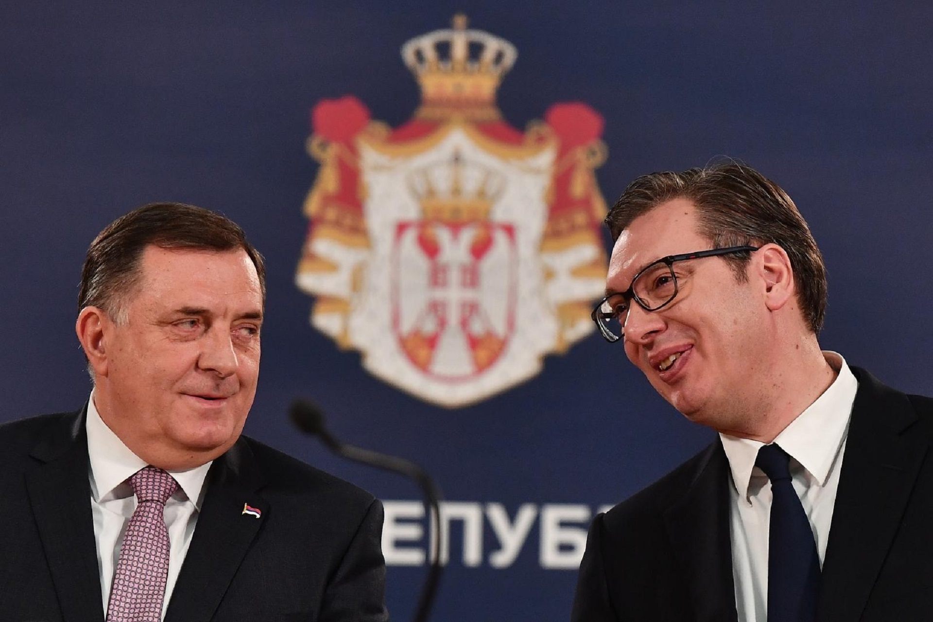 17.01.2020., Beograd, Srbija - Predsednik Republike Srbije Aleksandar Vucic odrzao je zajednicku press konferenciju poslije sastanka sa srpskim clanom Predsjednistva Bosne i Hercegovine Miloradom Dodikom. Photo: Srdjan Ilic/PIXSELL