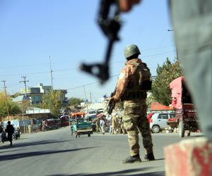 epa08775242 Afghan security officials stand guard a checkpoint in Ghazni, Afghanistan, 26 October 2020. According to reports Afghan security forces on 24 October killed Abu Mohsin al-Masri, al-Qaeda's deputy leader in the Indian subcontinent, during an operation in Ghazni.  EPA/SAYED MUSTAFA