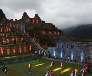 epa08792215 View of the official act of reopening of Machu Picchu, after the site was closed to visitors since 16 March due to the coronavirus pandemic; in Machu Picchu, Peru, 01 November 2020. After seven and a half months of being closed due to the COVID-19 pandemic, Machu Picchu reopens to tourists under restrictions imposed due to the pandemic.  EPA/Paolo Aguilar