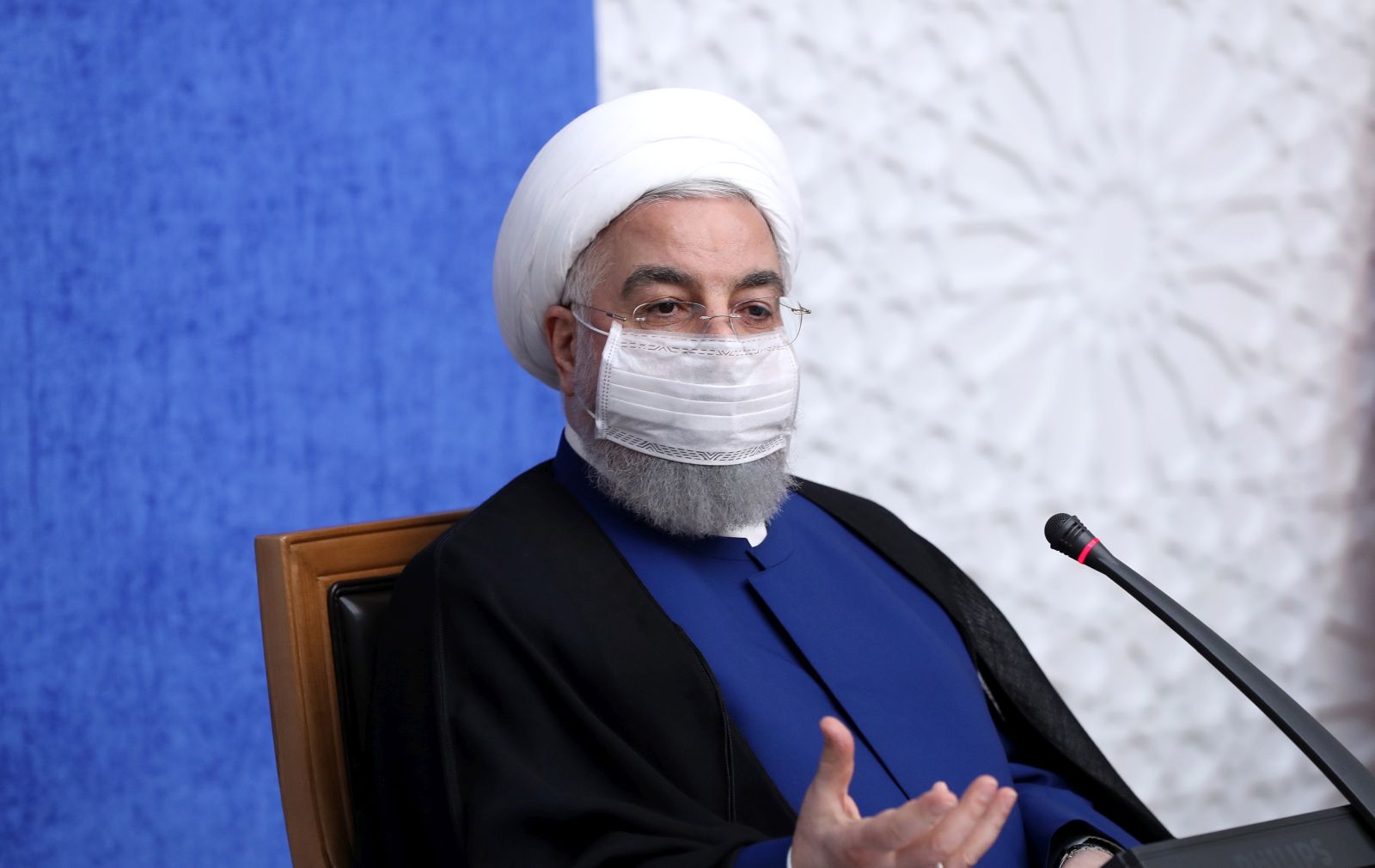 epa08807271 A handout photo made available by the presidential office shows Iranian President Hassan Rouhani speaking during an economic government meeting in Tehran, Iran, 08 November 2020. Media reported that Iranian President Rouhani on 08 November expressed his hopes that the next US administration will return to the nuclear deal and make up the past three years mistakes towards Iran. Biden defeated incumbent US President Donald J. Trump.  EPA/PRESIDENT OFFICE HANDOUT  HANDOUT EDITORIAL USE ONLY/NO SALES