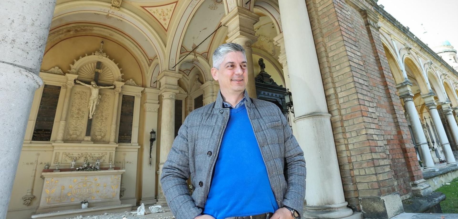 03.04.2020., Zagreb - Groblje Mirogoj osteceno je u potresu koji je pogodio Zagreb 22. ozujka 2020. godine. Direktor groblja Patrik Segota. Photo: Emica Elvedji/PIXSELL