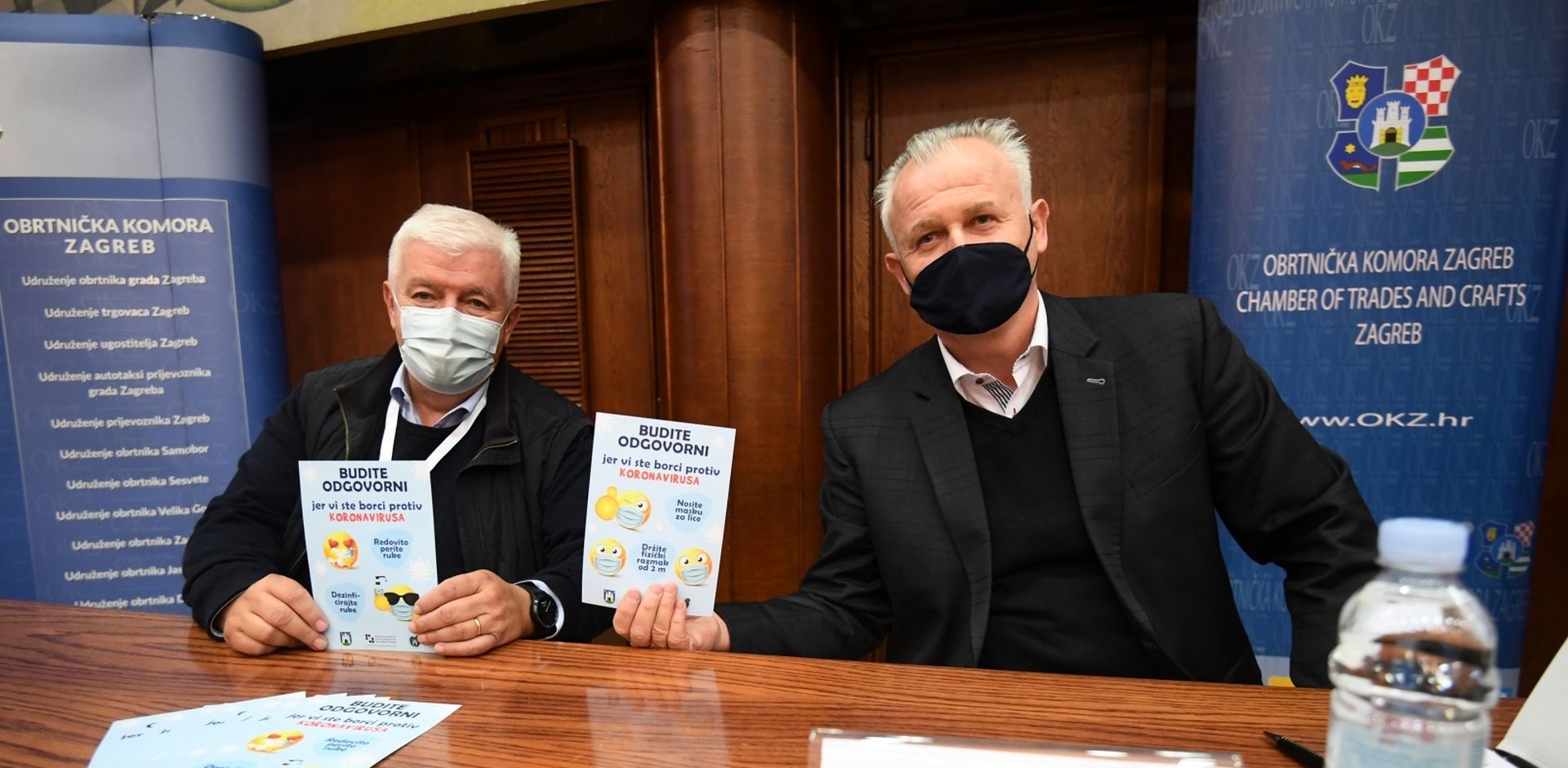 04.11.2020., Zagreb - Konferencija za medije Obrtnicke komore Zagreb gdje su se obrtnici i ugostitelji obratili sugradjanima na postivanje epidemioloskih mjera. Zvonimir Sostar, Mirza Sabic. Photo: Marko Lukunic/PIXSELL
