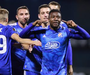 02.11.2020., Stadion Maksimir, Zagreb - UEFA Europa liga, 3. kolo: GNK Dinamo Zagreb - Wolfsberger AC. Iyayi Atiemwen, Arijan Ademi. 
Photo: Sanjin Strukic/PIXSELL