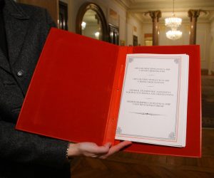 15.02.2008., Zagreb - Opci okvirni sporazum za mir u BiH u Ministarstvu vanjskih poslova koji su potpisali Alija Izetbegovic, Franjo Tudjman, Slobodan Milosevic i Bill Clinton. 
Photo: Tomislav Miletic/PIXSELL
