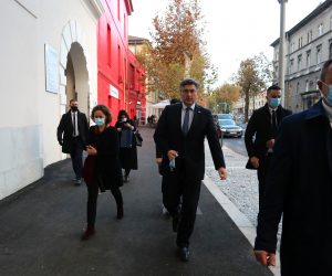 13.11.2020., Rijeka - Otvorenje Muzeja grada Rijeke u prostoru bivse palace secerane u kompleksu Bencic. Nazocili su: premijer Andrej Plenkovic, ministrica Nina Korzinek Obuljen, gradonacelnik Vojko Obersnel, zupan Zlatko Komadina, kustos Ervin Dubrovic  i ostali.
Photo:Goran Kovacic/PIXSELL