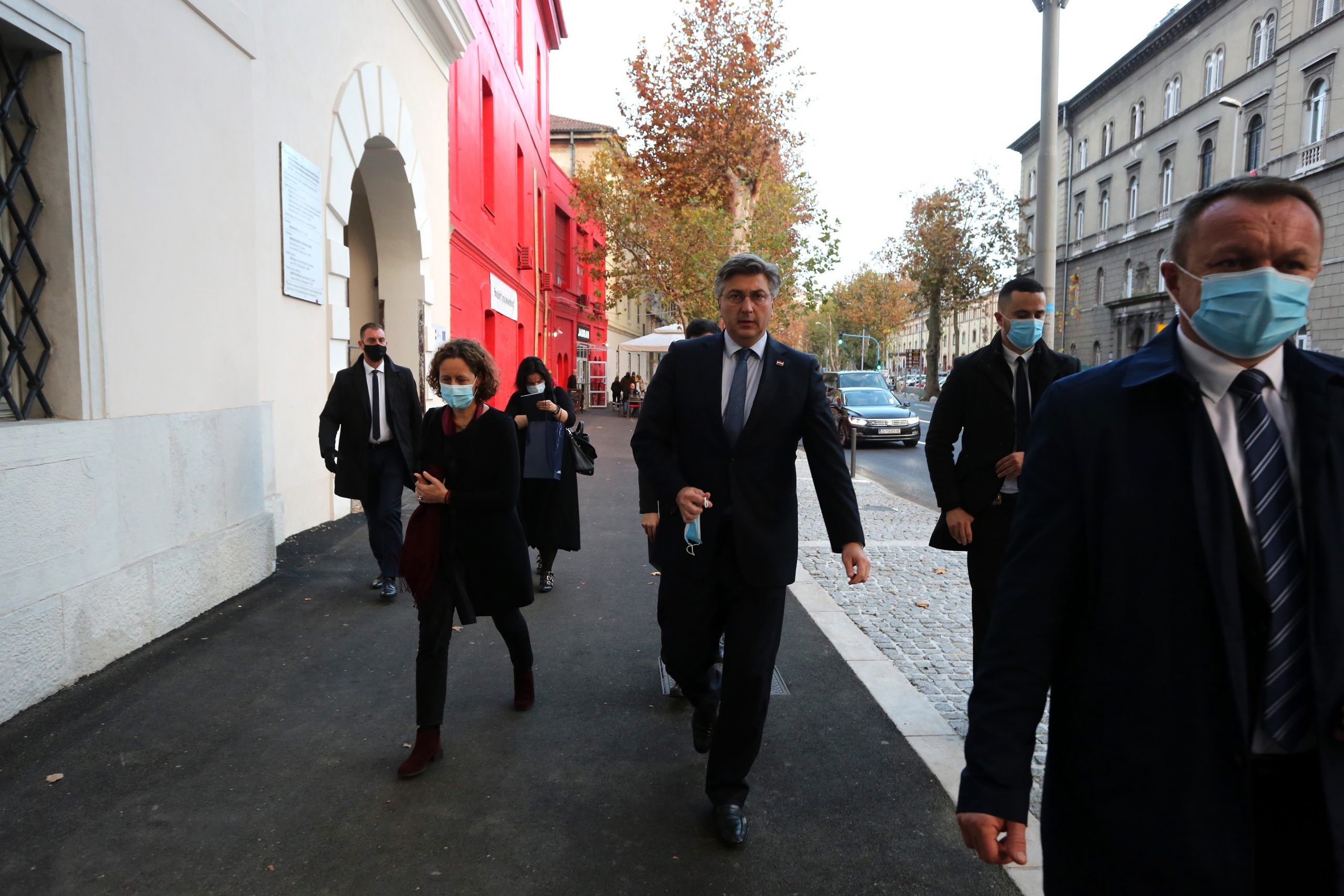 13.11.2020., Rijeka - Otvorenje Muzeja grada Rijeke u prostoru bivse palace secerane u kompleksu Bencic. Nazocili su: premijer Andrej Plenkovic, ministrica Nina Korzinek Obuljen, gradonacelnik Vojko Obersnel, zupan Zlatko Komadina, kustos Ervin Dubrovic  i ostali.
Photo:Goran Kovacic/PIXSELL