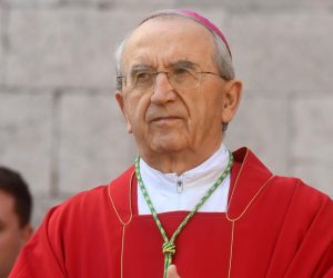 14.11.2020., Sibenik - Sredisnja proslava blagadana SV.Nikole Tavelica odrzala se u Sibeniku. Misu na otvorenom predvodio je hrvatski kardinal i nadbiskup metropolit Zagrebacke nadbiskupije Josip Bozanic. Zelimir Puljic.
Photo: Hrvoje Jelavic/PIXSELL