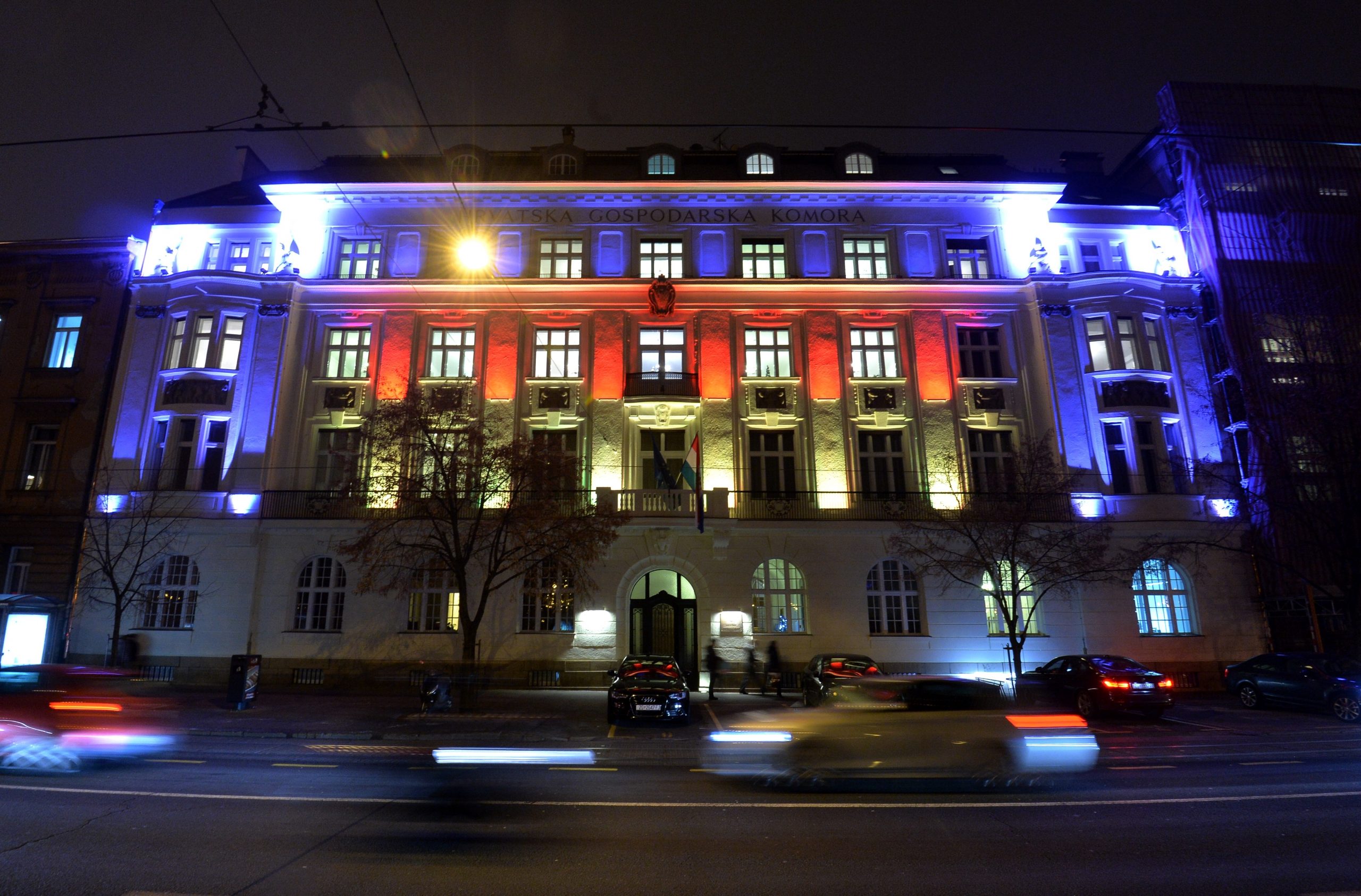 21.12.2016., Zagreb - Hrvatska gospodarska komora u bojama Njemacke i Ruske zbog tragedija koje su se dogodile prije par dana. 
Photo: Marko Lukunic/PIXSELL