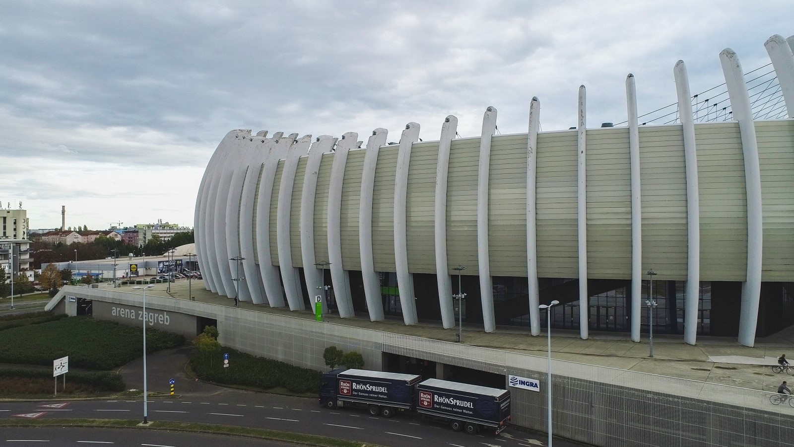 26.10.2020.,  Zagreb - Fotografija iz zraka Arene Zagreb. Arena od danas postaje COVID bolnica za lakse slucajeve.
Photo: PIXSELL