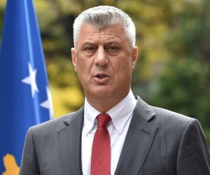 Kosovo's President Thaci is pictured during news conference as he resigns to face war crimes charges, in Pristina Kosovo's President Hashim Thaci speaks during a news conference as he resigns to face war crimes charges at a special court based in the Hague, in Pristina, Kosovo, November 5, 2020. REUTERS/Laura Hasani REFILE - CORRECTING INFORMATION LAURA HASANI