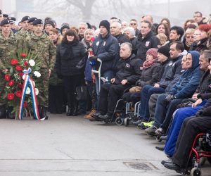 19.11.2017., Vukovar - Dan sjecanja na zrtvu Vukovara 1991.-2017. 26. godisnjica stradanja hrvatskih branitelja i civila u Borovu naselju obiljezena je komemorativnim skupom pod nazivom "Zrtva Borovo naselja za Domovinu". Skup je poceo ispred ostataka srusene zgrade Borovo commerca, u cijem podrumu je tijekom Domovinskog rata bio odjel vukovarske Ratne bolnice, a organizirala ga je Udruga roditelja i obitelji zarobljenih i nasilno odvedenih hrvatskih branitelja "Vukovarske majke". Djuro Glogoski. Photo: Dubravka Petric/PIXSELL