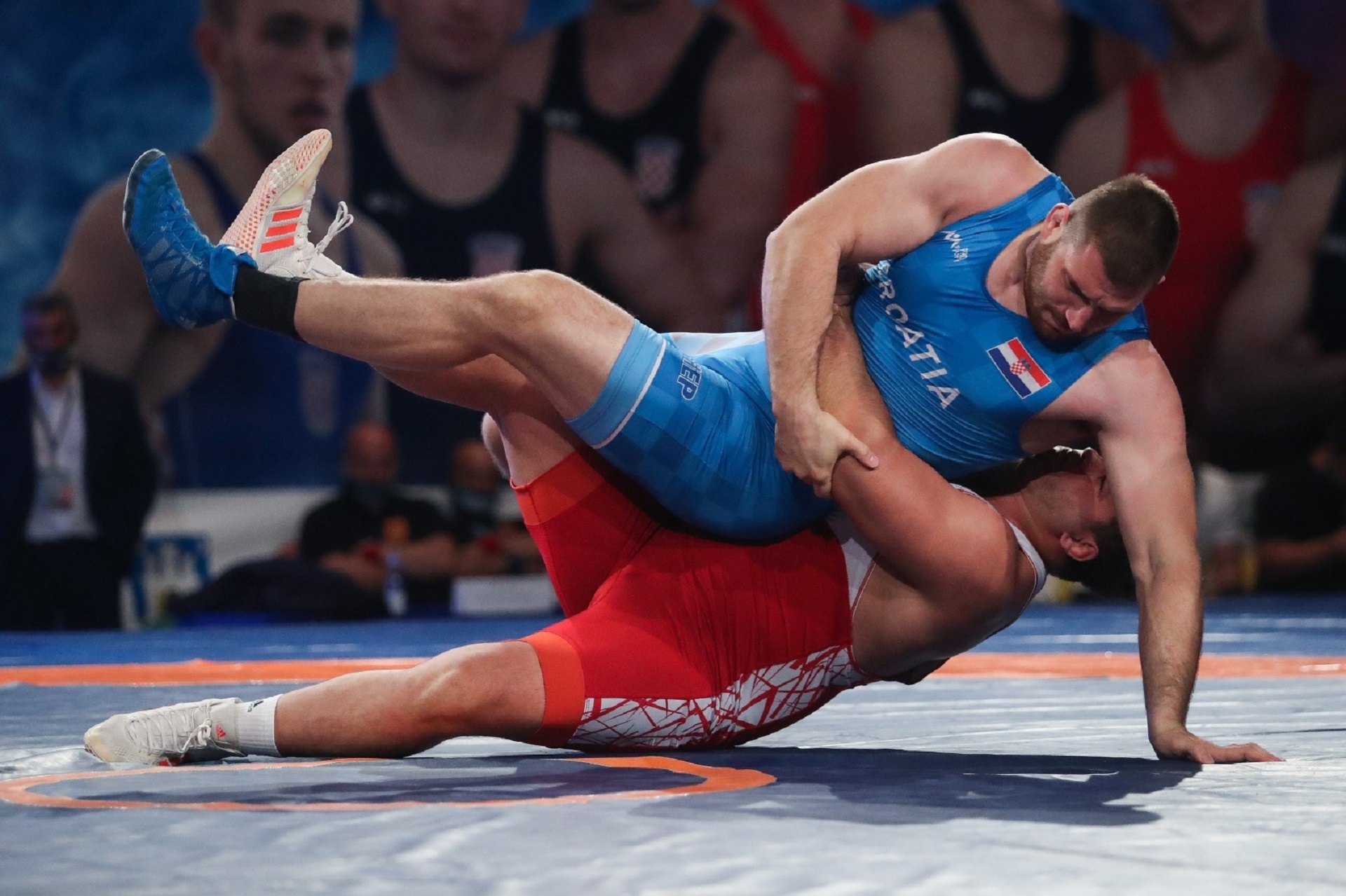 08.11.2020., Dom sportova, Dvorana II, Zagreb - UWW Grand Prix Zagreb Open 2020. medjunarodni turnir u hrvanju grcko-rimskim stilom. Finalna borba u kategoriji 130kg, Marko Koscevic, Hrvatska - Riza Kayaalp, Turska.
Photo: Luka Stanzl/PIXSELL