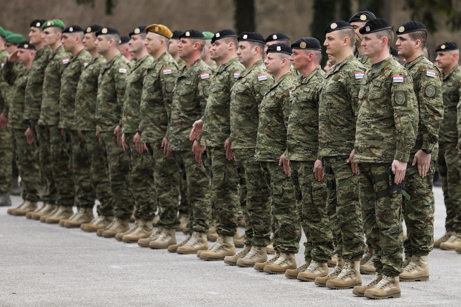 06.03.2020., Zagreb - U vojarni Pukovnik Marko Zivkovic na Plesu odrzan je svecani ispracaj 12. hrvatskog kontingenta (HRVCON) u misiju potpore miru Resolute Support u Afganistan, koji broji 107 pripadnika.
Photo: Borna Filic/PIXSELL