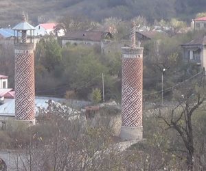 epa08809704 A still image taken from a handout video footage made available on 09 November 2020 on the official website of the Azerbaijan's Defence Ministry shows view of the town of Shushi (another spelling Shusha) after the Azerbaijani Army took the town under its control, in Nagorno-Karabakh. Armed clashes erupted on 27 September 2020 in the simmering territorial conflict between Azerbaijan and Armenia over the Nagorno-Karabakh territory along the contact line of the self-proclaimed Nagorno-Karabakh Republic (also known as Artsakh).  EPA/AZERBAIJAN DEFENCE MINISTRY / HANDOUT MANDATORY CREDIT / HANDOUT EDITORIAL USE ONLY/NO SALES