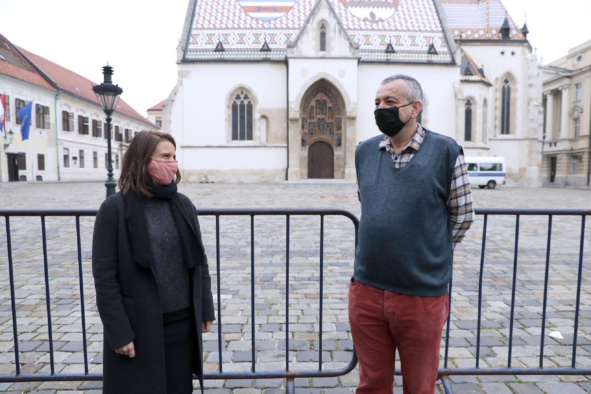 09.11.2020., Zagreb - Ispred Trga svetog Marka odrzana je konferencija za medije Radnicke fronte povodom treceg tjedna strajka radnica Agencije za studentski standard. Na konferenciji su govorili Mario Ivekovic iz Novog sindikata i Katarina Peovic, zastupnica u Saboru. Photo: Patrik Macek/PIXSELL